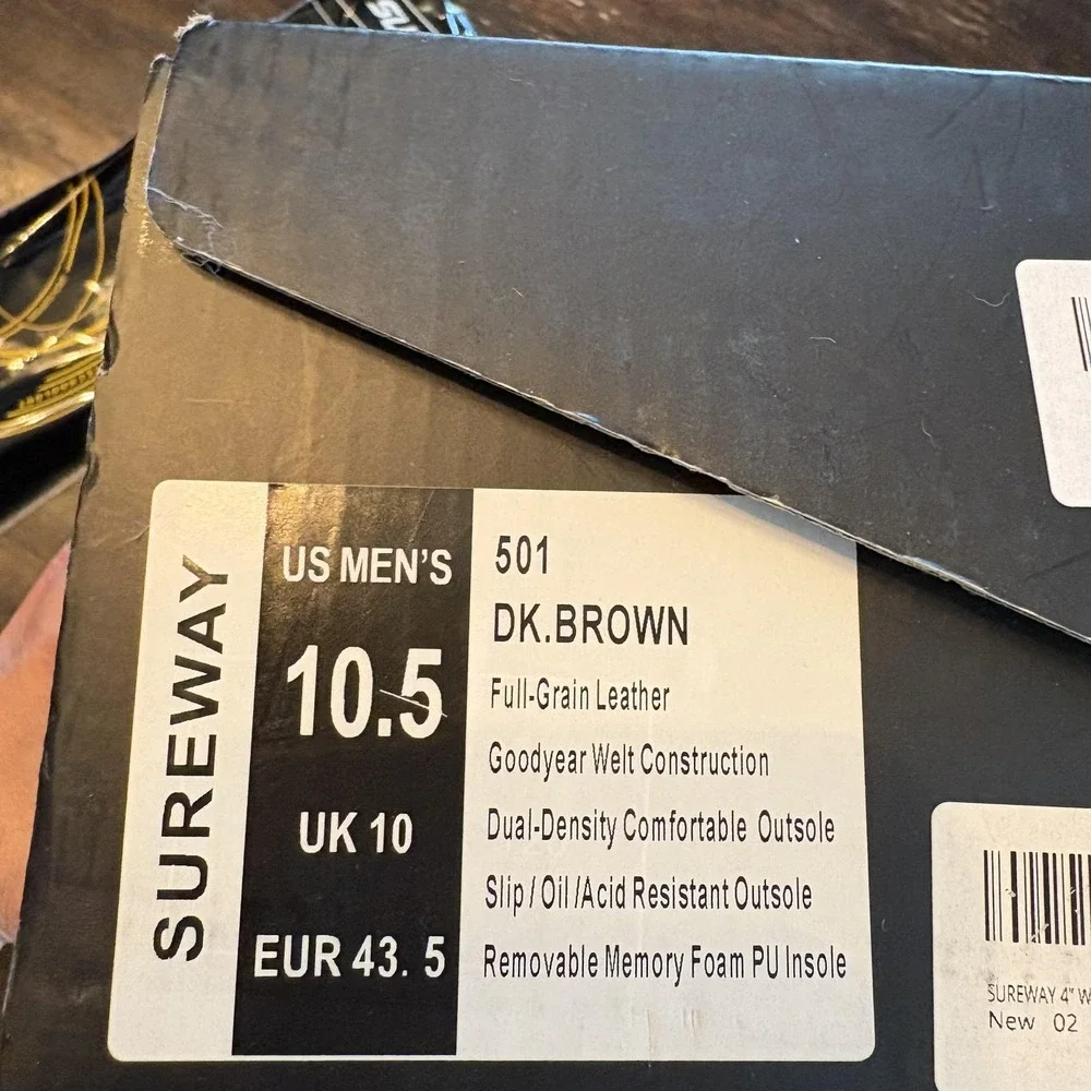Sureway 501 Shoes Mens Size 10.5 Dark Brown Slip Resistant‎ Memory Foam Work